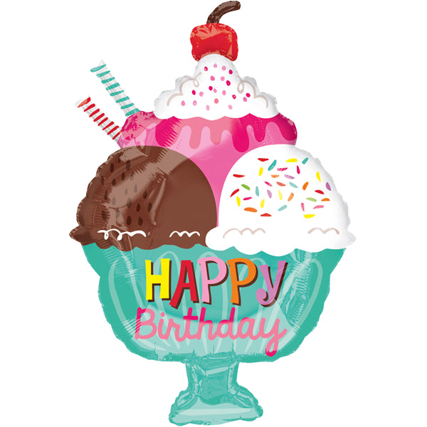 Eis Becher Happy Birthday Folienballon 45cm