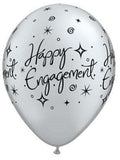 Happy Engagement Elegant Sparkles Silver 27,5cm 11 Inch Latex Luftballons Qualatex
