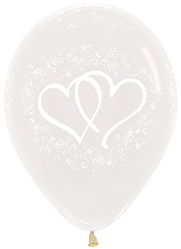 Entwinted Hearts Crystal Clear 30cm 12" Latex Luftballons Sempertex