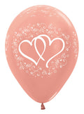 Entwinted Hearts Rose Gold 30cm 12" Latex Luftballons Sempertex