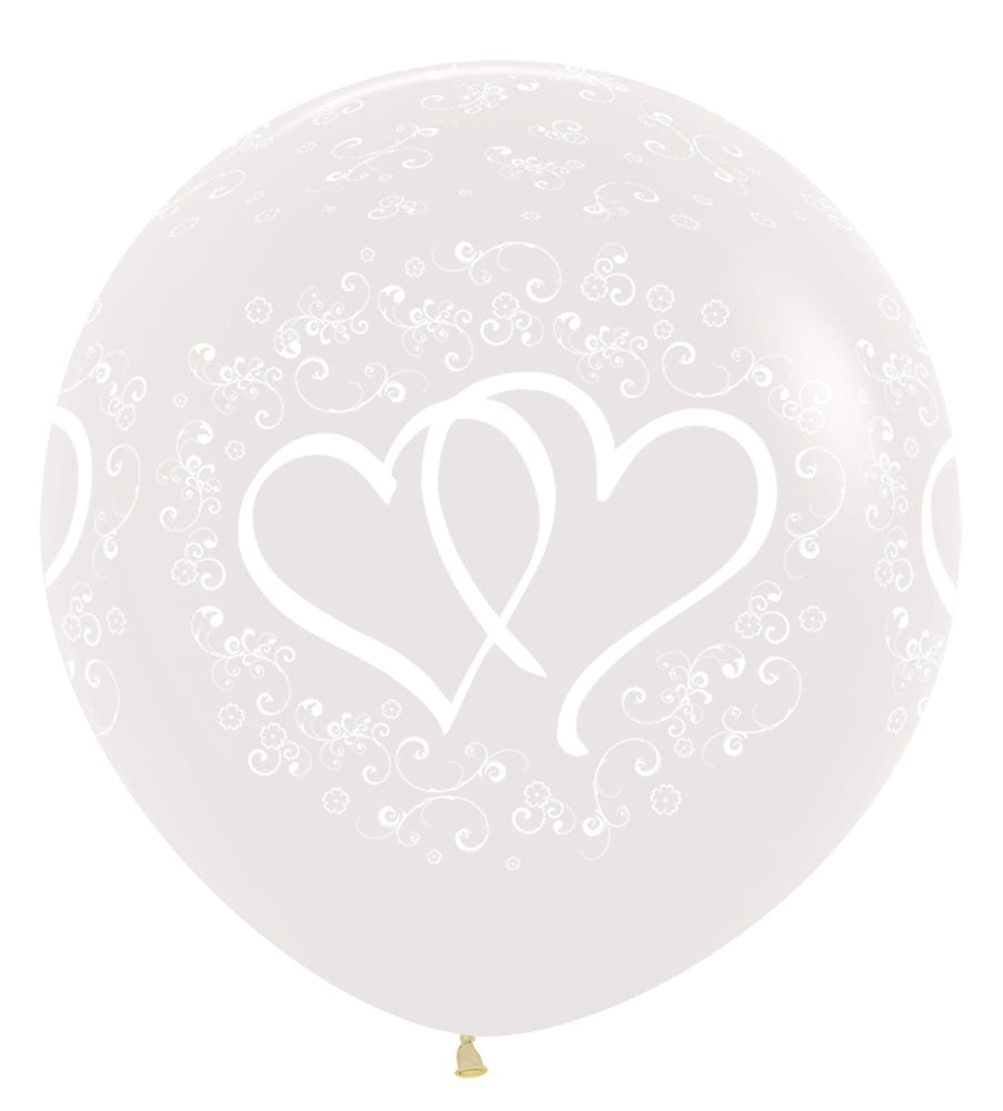 Entwintedt Hearts 390 Crystal Clear 61cm 24 Inch Latex Luftballons Sempertex