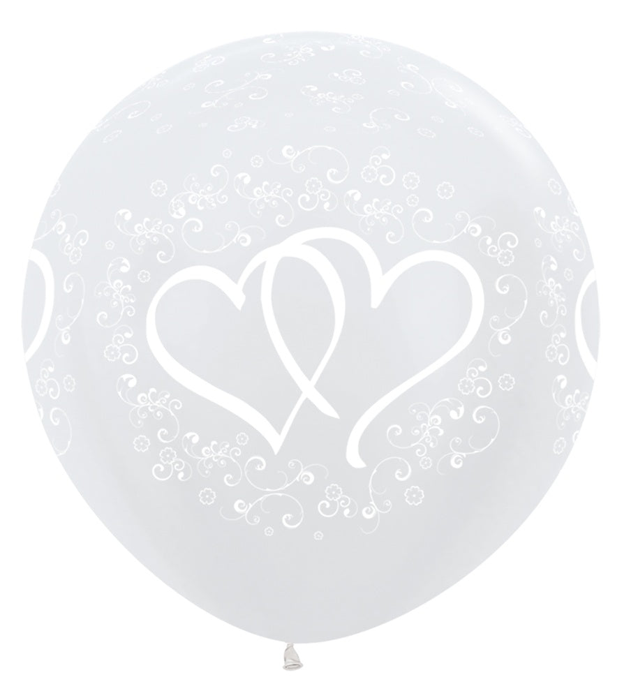 Entwintedt Hearts 405 Satin Pearl White 61cm 24 Inch Latex Luftballons Sempertex