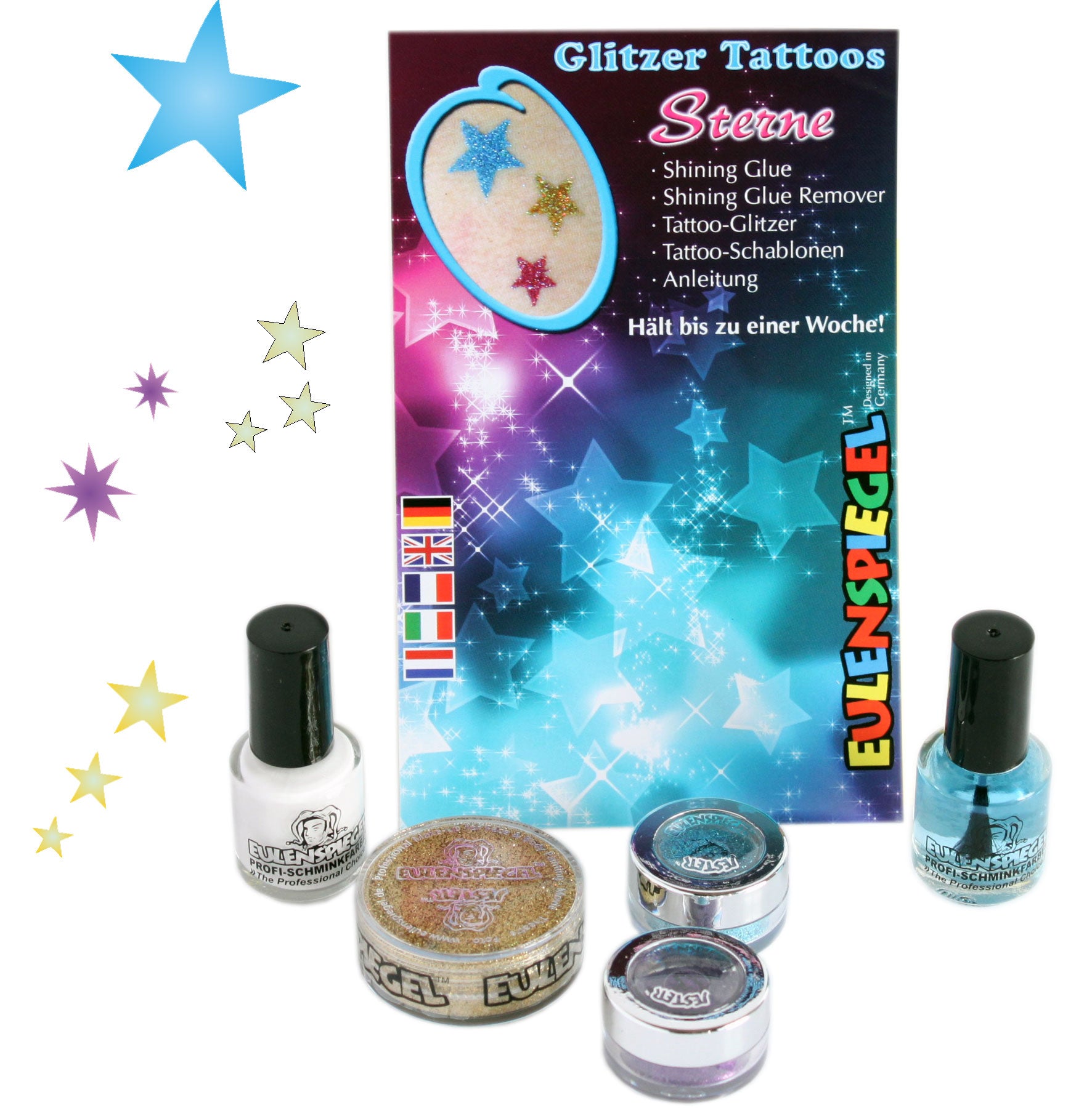 Tattoo Glitzer Set Sterne Eulenspiegel