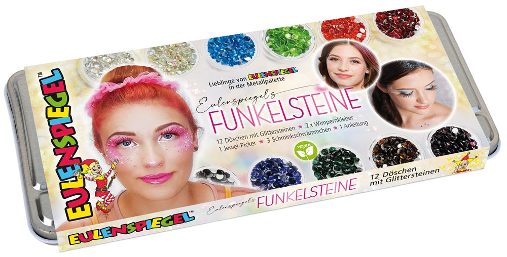 Eulenspiegel 12er Glitzerstein Metall Palette Funkelsteine