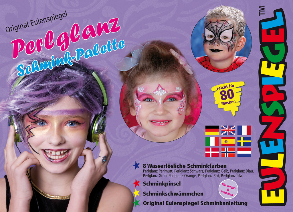 Eulenspiegel Perlglanz Schmink-Palette 8er Set