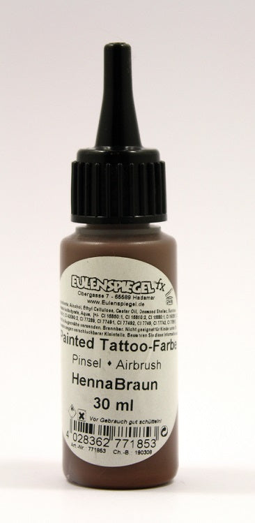 Eulenspiegel Painted und Airbrush Tattoo Farbe Hennabraun 30 ml