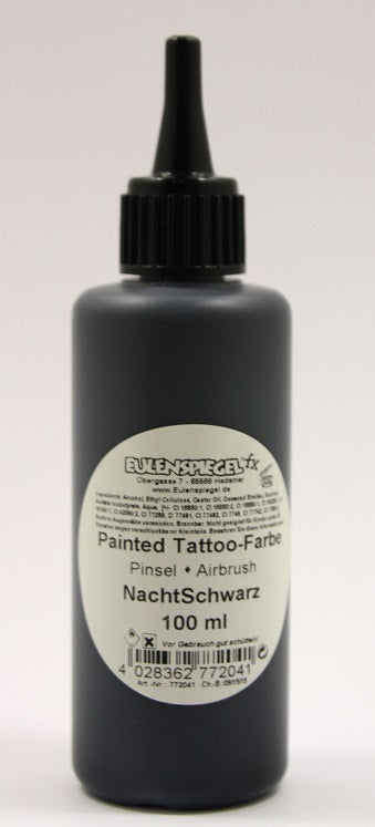 Eulenspiegel Painted und Airbrush Tattoo Farbe Nachtschwarz 100 ml