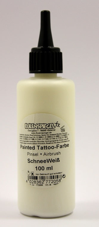 Painted und Airbrush Tattoo Farbe Schneeweiß 100 ml Eulenspiegel