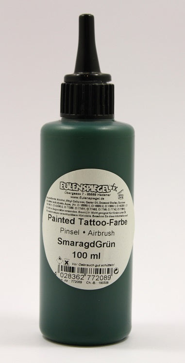 Eulenspiegel Painted und Airbrush Tattoo Farbe Smaragdgrün 100 ml