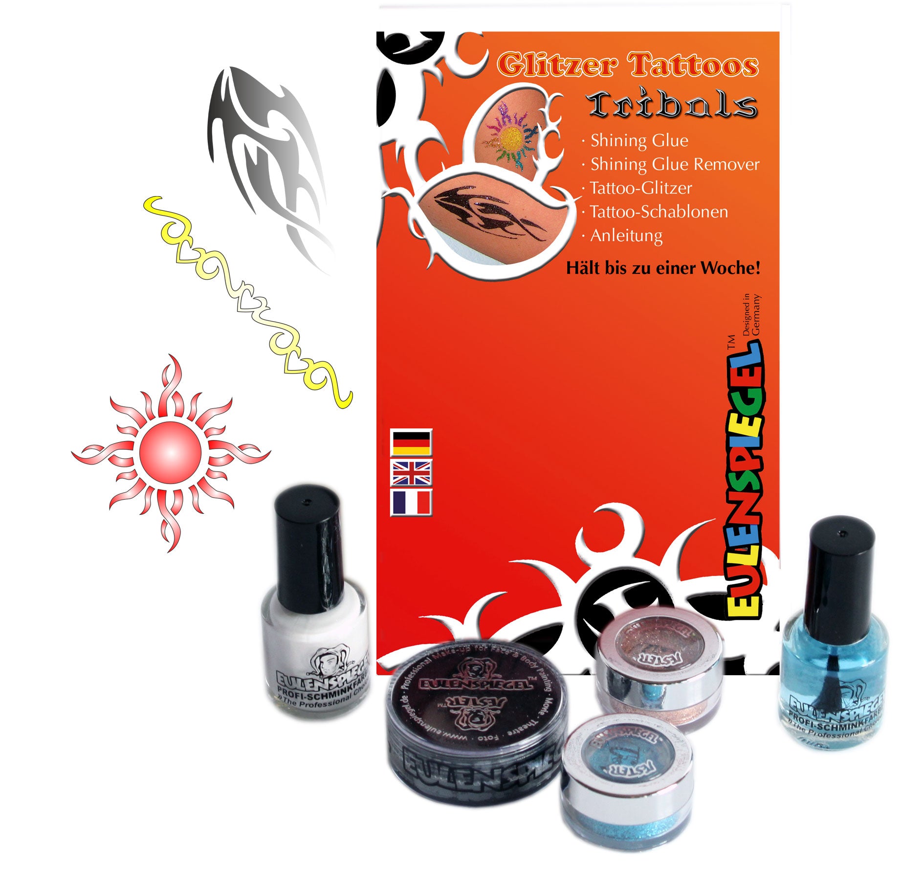 Tattoo Glitzer Set Tribals Eulenspiegel