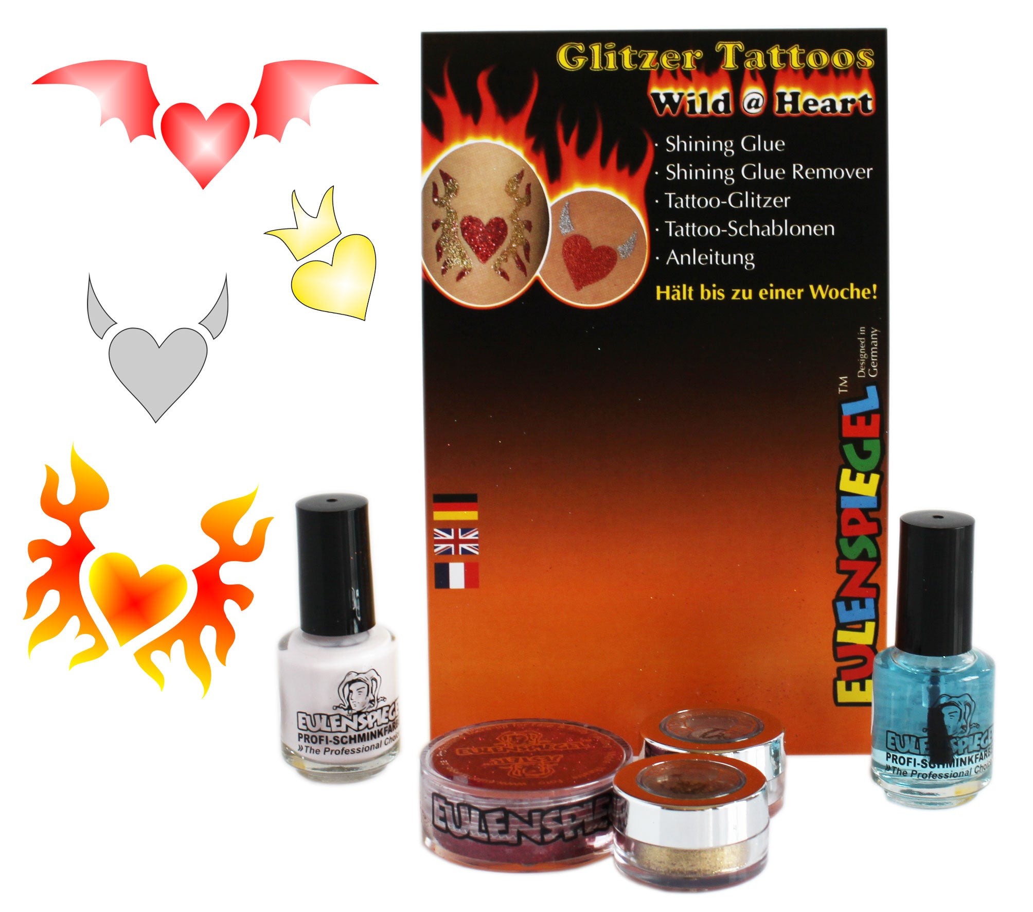 Eulenspiegel Tattoo Glitzer Set Wild @ Heart