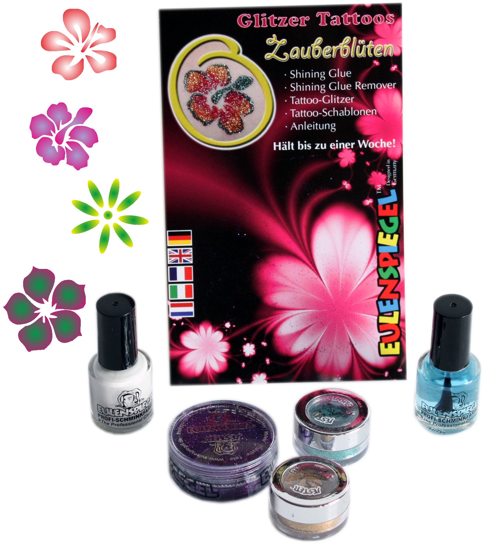 Tattoo Glitzer Set Zauberblüten Eulenspiegel