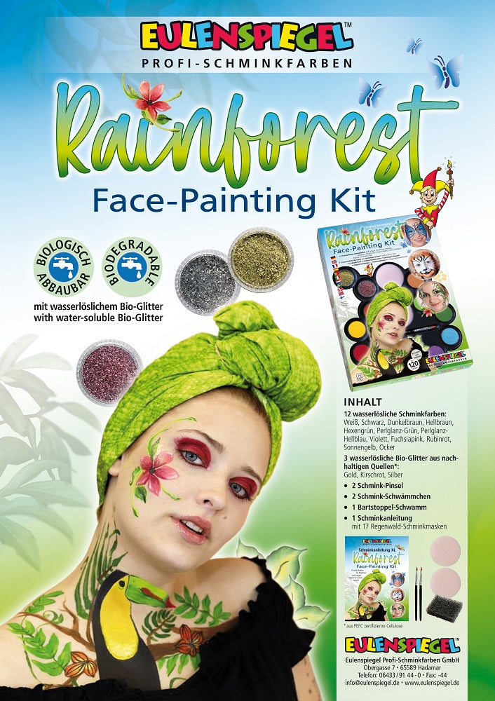 Eulenspiegel Rainforest Face Painting Kit Schmink-Palette