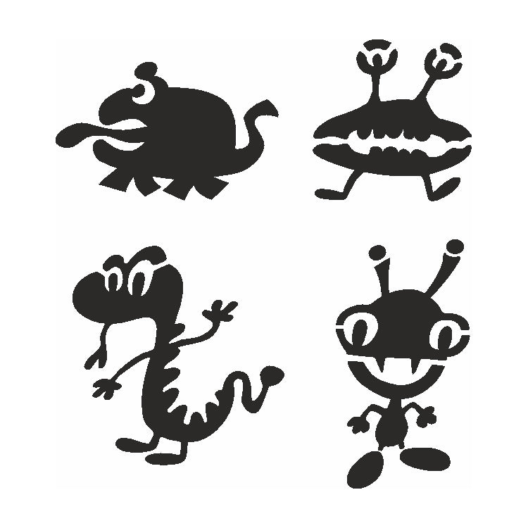 Eulenspiegel Selbstklebe Schablonen Set Aliens