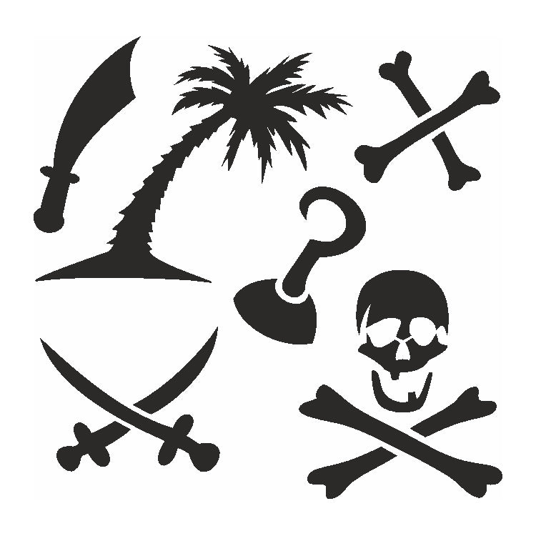 Selbstklebe Schablonen Set Tattoos of the Caribbean (XL) Eulenspiegel