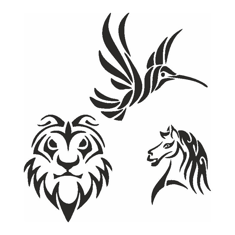 Eulenspiegel Selbstklebe Schablonen Set Tribal Animals