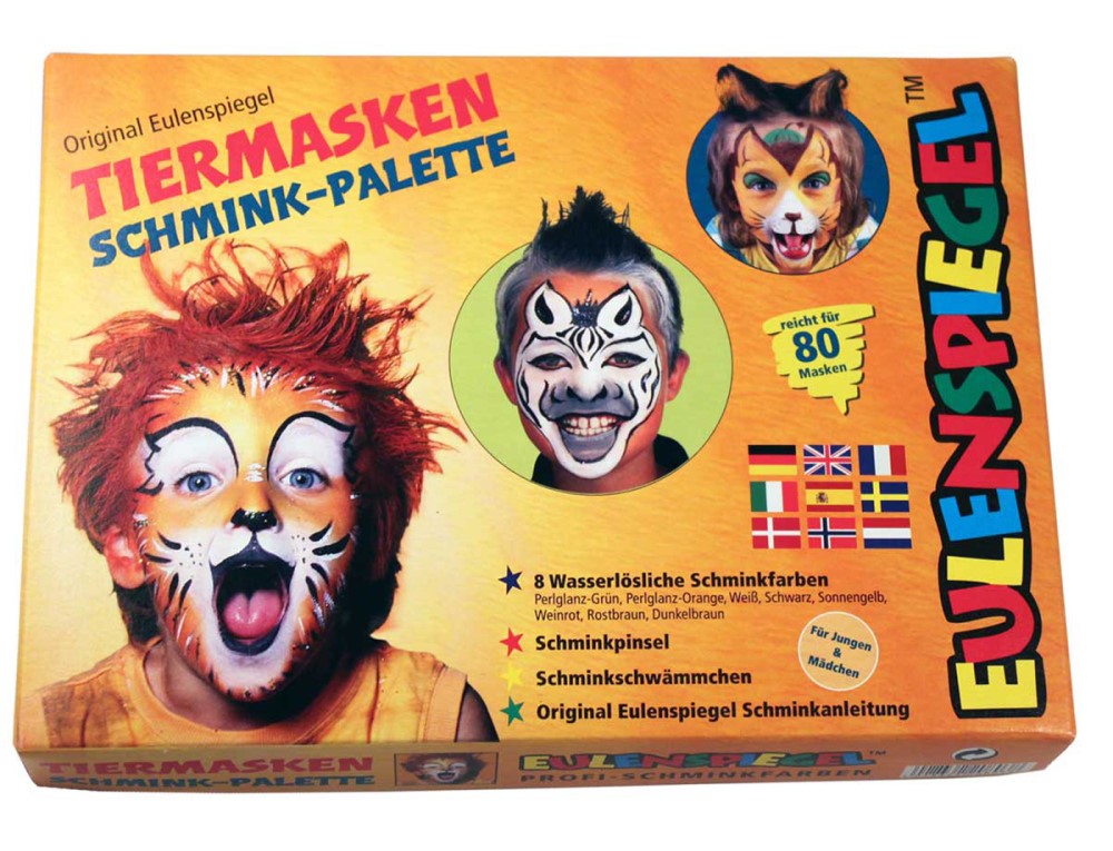 Eulenspiegel Tiermasken Schmink-Palette 8er Set