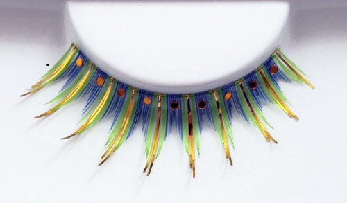 Eulenspiegel Wimpern Grün / Gelb metallic ein Paar