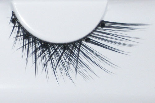 Eulenspiegel Wimpern Schwarz mit lang/kurz gekreuzten Strasssteinen ein Paar