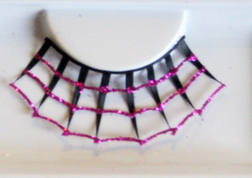 Eulenspiegel Wimpern Spiderweb pink / schwarz ein Paar