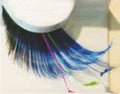 Eulenspiegel Wimpern Blau / Schwarz mit bunten Federn ein Paar