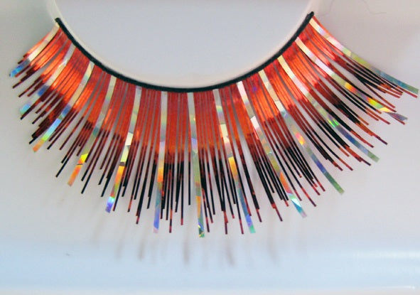 Eulenspiegel Wimpern Rot / Silber holographisch ein Paar