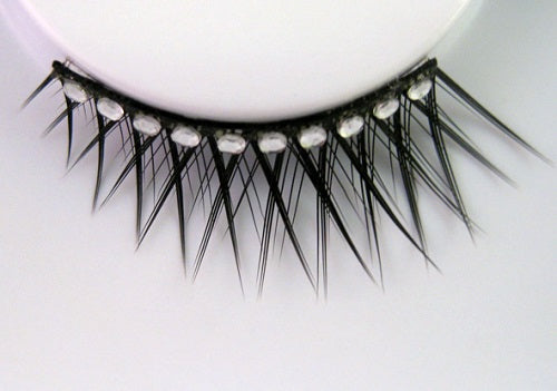 Eulenspiegel Wimpern Schwarz kurz/lang mit Strasssteinen ein Paar