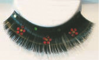 Eulenspiegel Wimpern Schwarz mit roten Blumen ein Paar