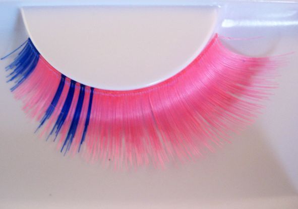 Eulenspiegel Wimpern Rosé / Blau ein Paar