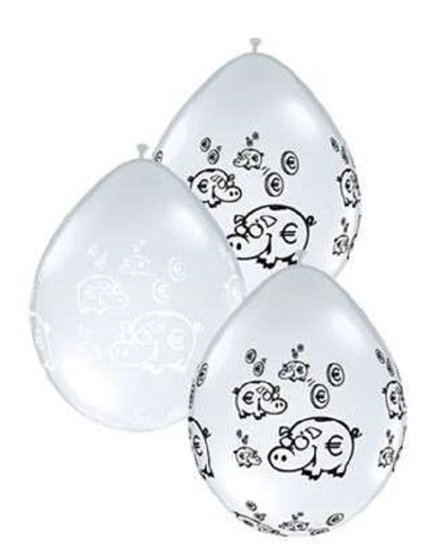 Qualatex Euro Sparschwein Neck up 12,5 cm 5 Inch Latex Luftballons 