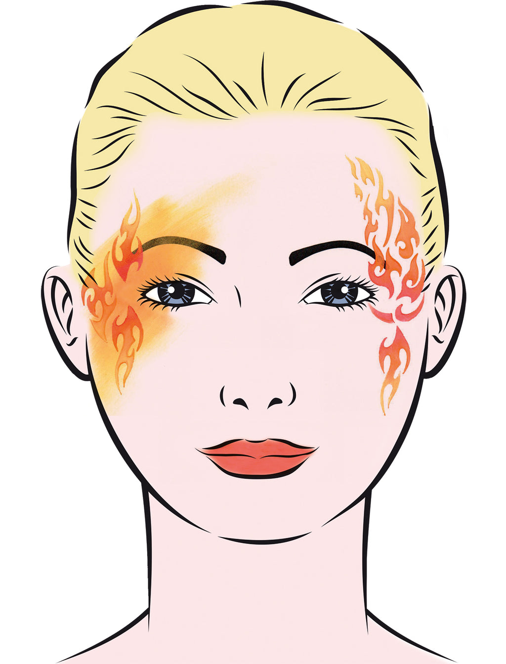 Face Painting Schablone Fire Eulenspiegel