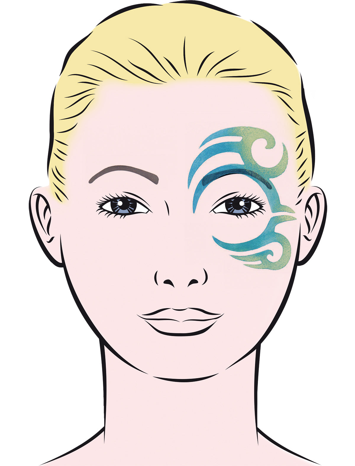 Face Painting Schablone Maori Eulenspiegel