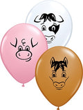 Qualatex Farm Animal Faces Sortiment 12,5cm 5 Inch Latex Luftballons