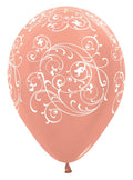 Filigree 568 Metallic Rose Gold 30cm 12 Inch Latex Luftballons Sempertex