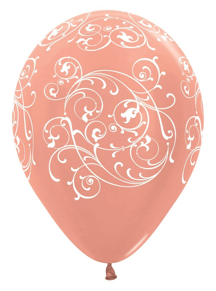 Filigree 568 Metallic Rose Gold 30cm 12 Inch Latex Luftballons Sempertex