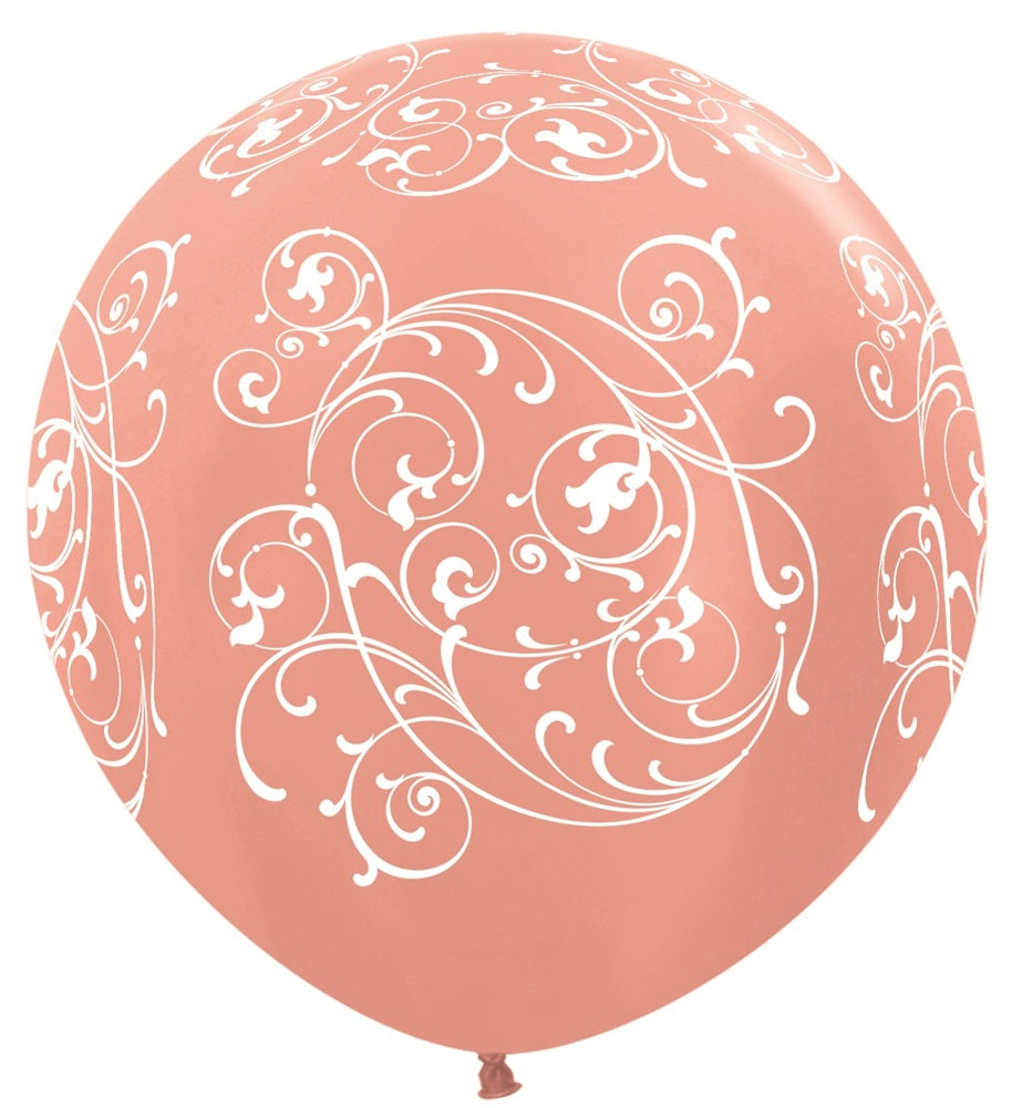 Filigree 568 Metallic Rose Gold 90cm 36 Inch Latex Luftballons Sempertex