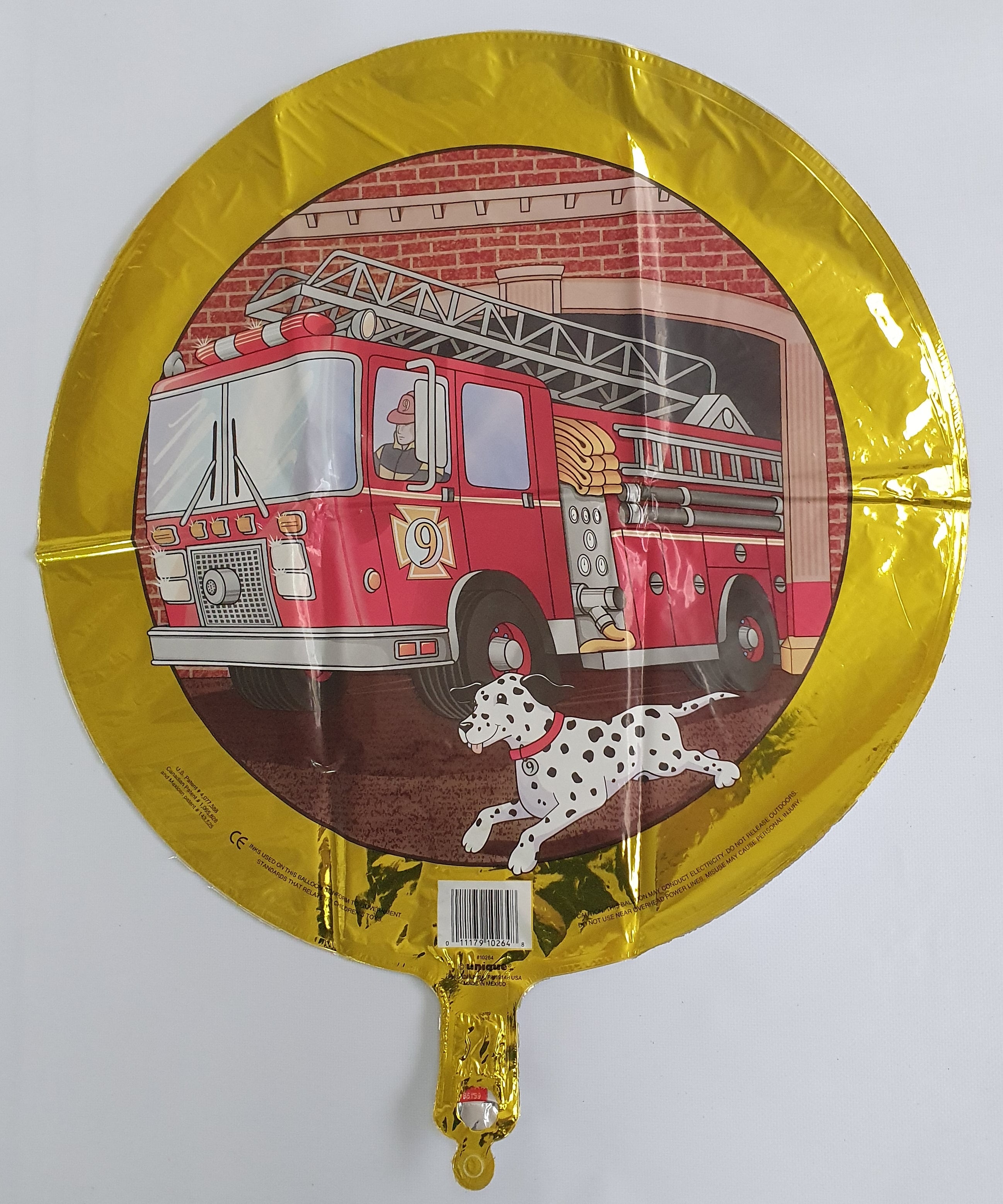 Firetruck Number 9 Gold Border Folienballon 45cm 