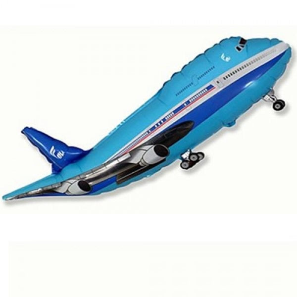 Jumbo Jet Flugzeug blau Folienballon 101cm 40"