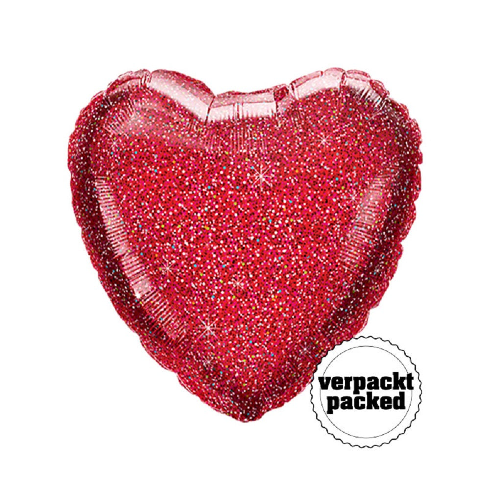 Folienballon Herz Glittergraphic Red Heart 45cm 18" Qualatex