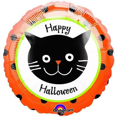 Folienballon Happy Halloween Dots Cat 45 cm