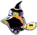 Halloween Hexe mit Besen Folienballon 89cm 35"