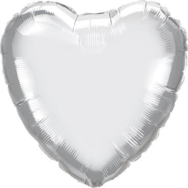 Herz Chrome Silver Folienballon Silber 45cm 18" Qualatex