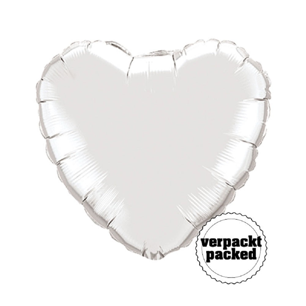 Folienballon Herz Silver Silber 45cm 18 Inch Qualatex