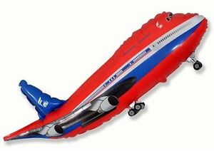 Jumbo Jet Flugzeug rot Folienballon 101cm 40"