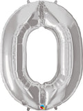 Folienballon Zahl 0 (silber) - 86cm
