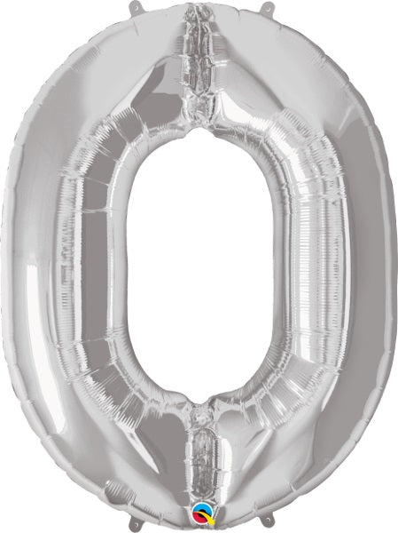 Folienballon Zahl 0 (silber) - 86cm