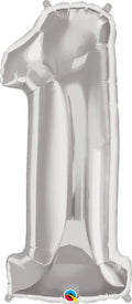 Folienballon Zahl 1 (silber) - 86cm