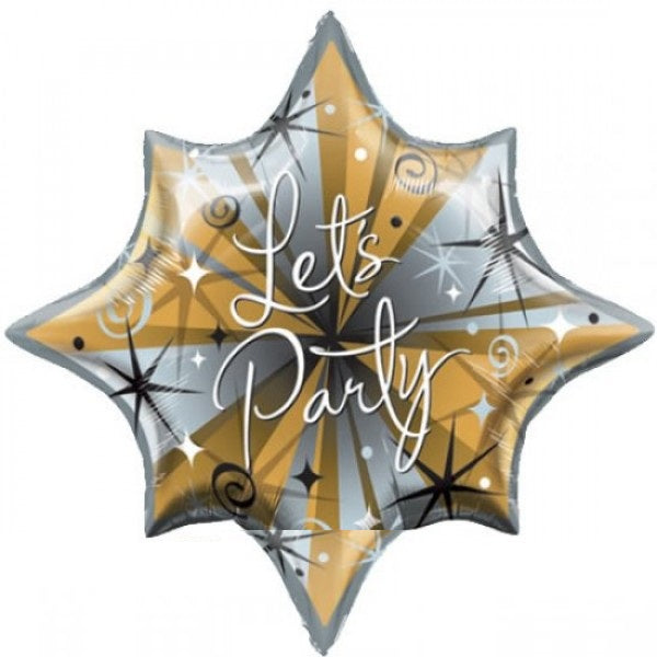 Folienballon Let's Party Sparkles & Swirls Stern - 70cm 28"