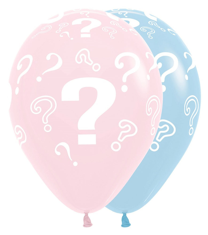 Fragezeichen Pastel Matte Pink und Blue 30cm 12" Latex Luftballons Sempertex