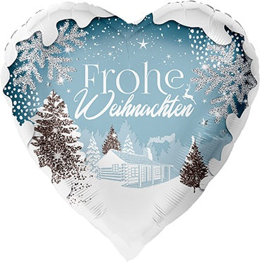 Frohe Weihnachten Herz Folienballon - 45cm